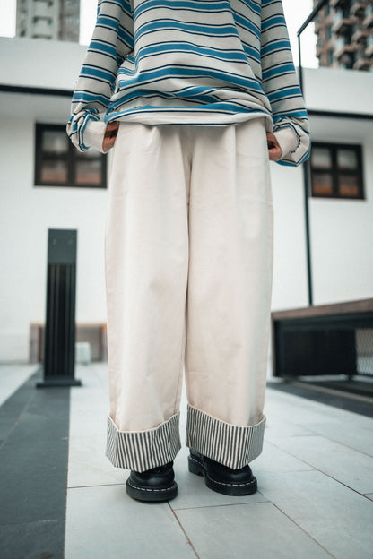 2WAY內直條布長褲｜3色入