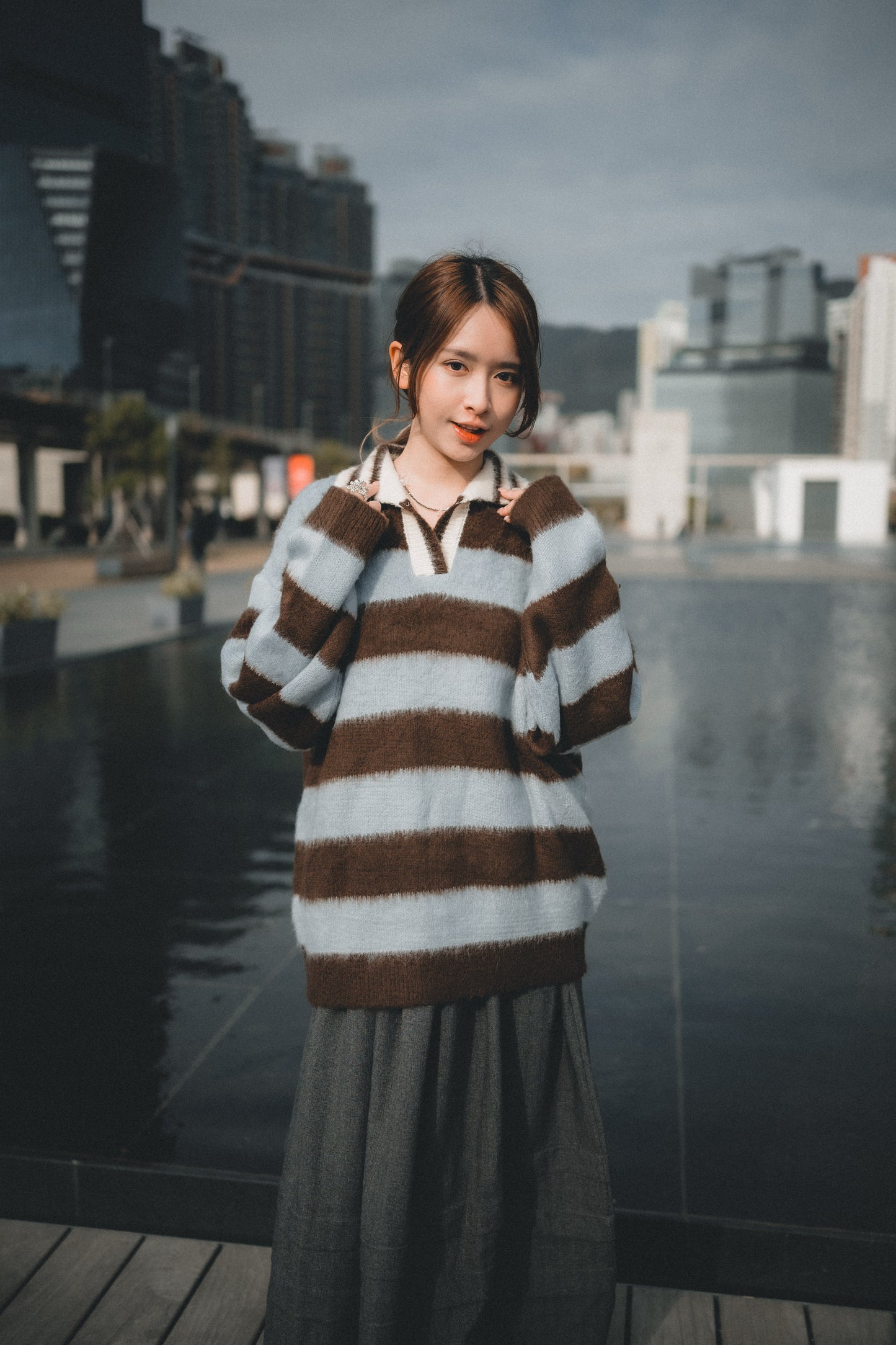 滑滑Fluffy • Stripe Collar Knit | 4色入