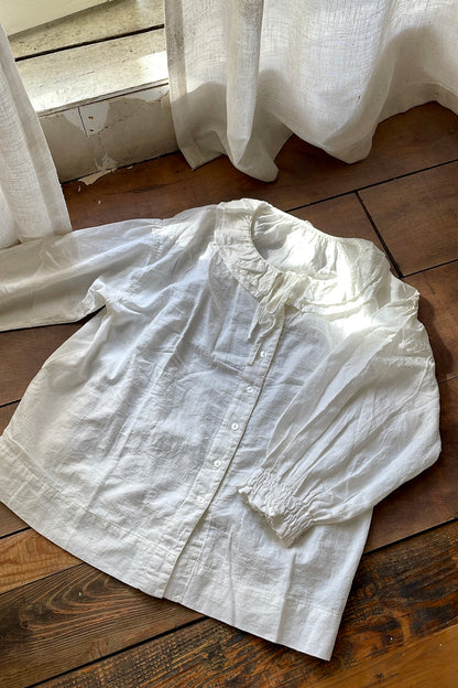 雙層花邊領小綁結襯衫｜4色入