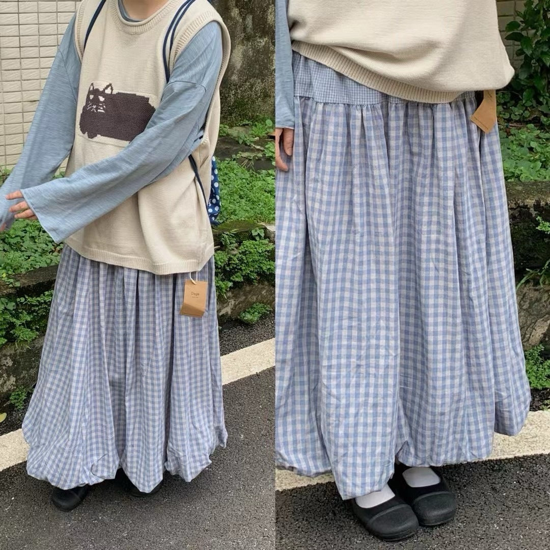 甜甜的🍧 雙重格子泡泡裙｜3色入