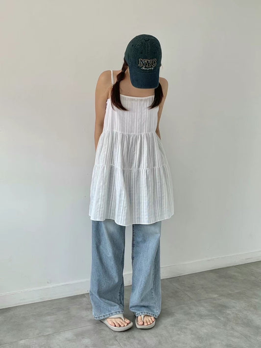 百搭疊穿暗花吊帶背心裙｜3色入