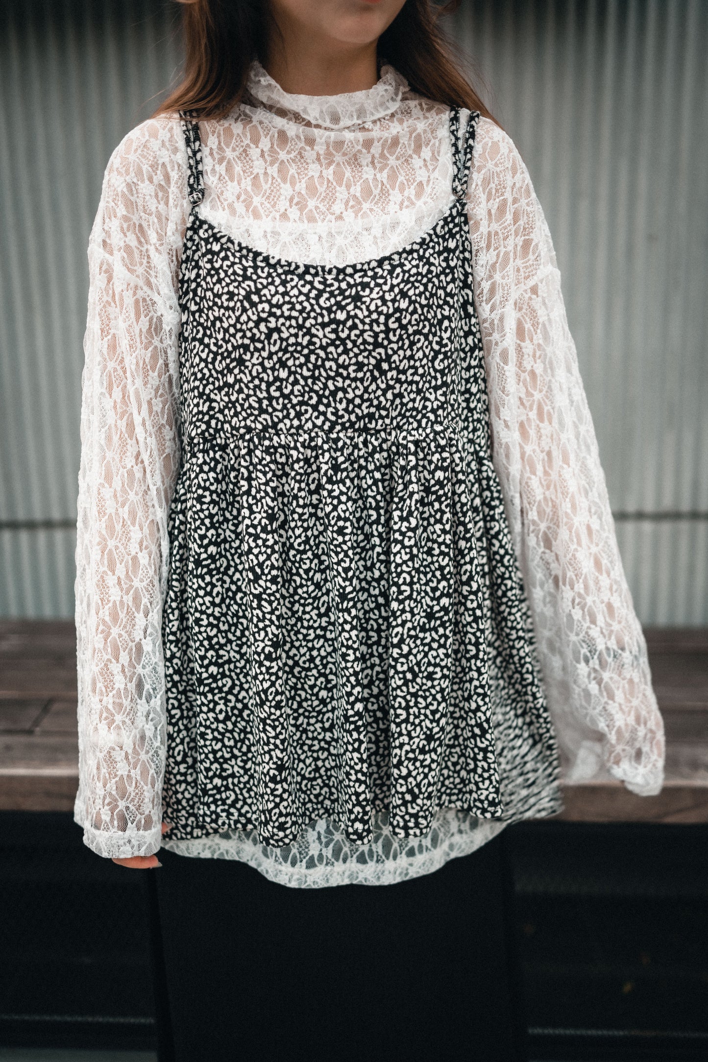 豹紋pattern吊帶layer｜3色入