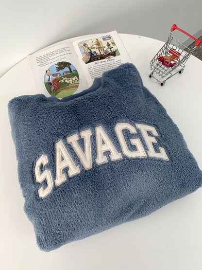 毛茸茸🐻‍❄️ 大刺繡SAVAGE字衛衣｜4色入