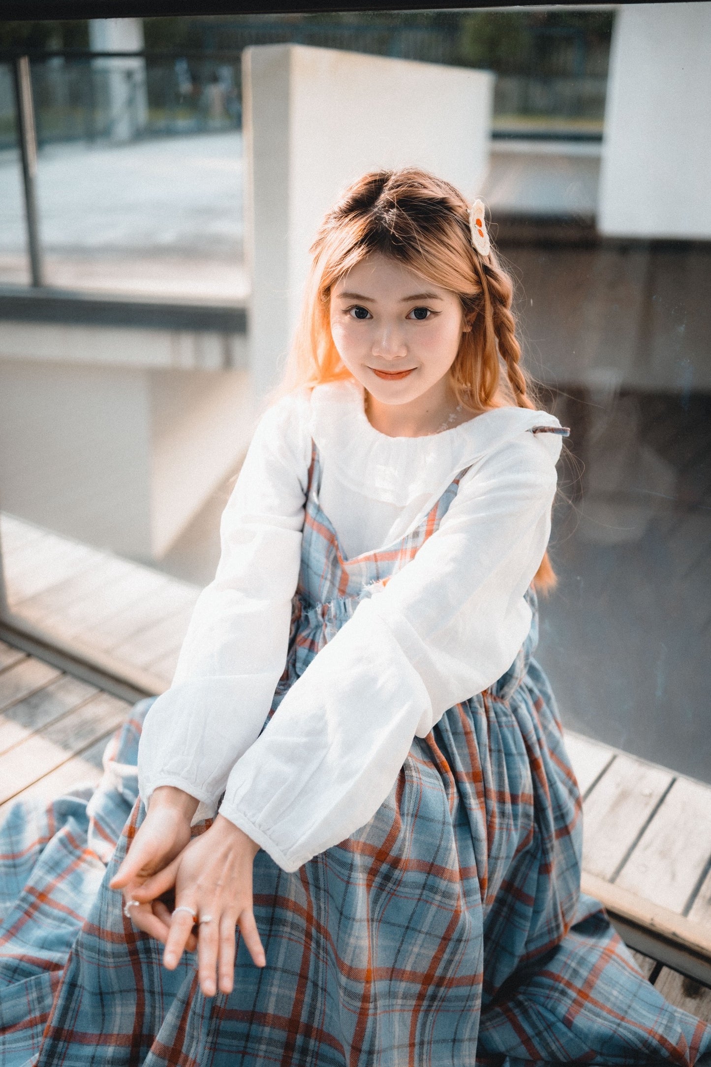 雙層圓花領長袖襯衫｜2色入