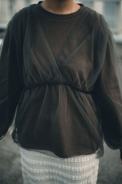 熱賣！疊層薄紗長袖TOP｜3色入