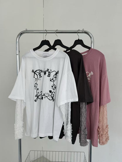 ROMANTIC RUFFLE LACE SLEEVES TEE | 3色入