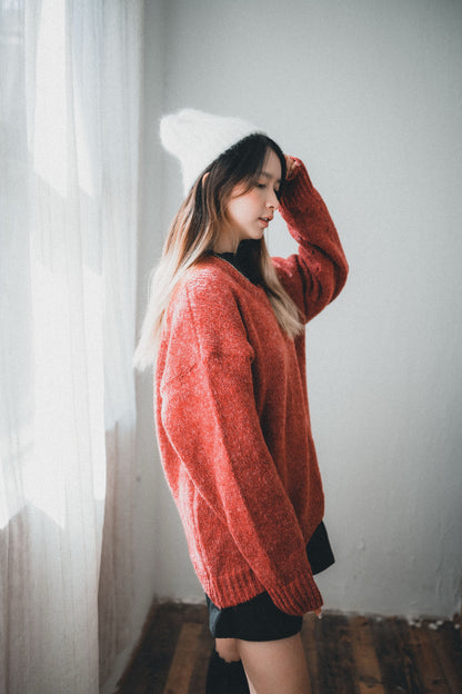 節日感！混色V領針織上衣｜7色入