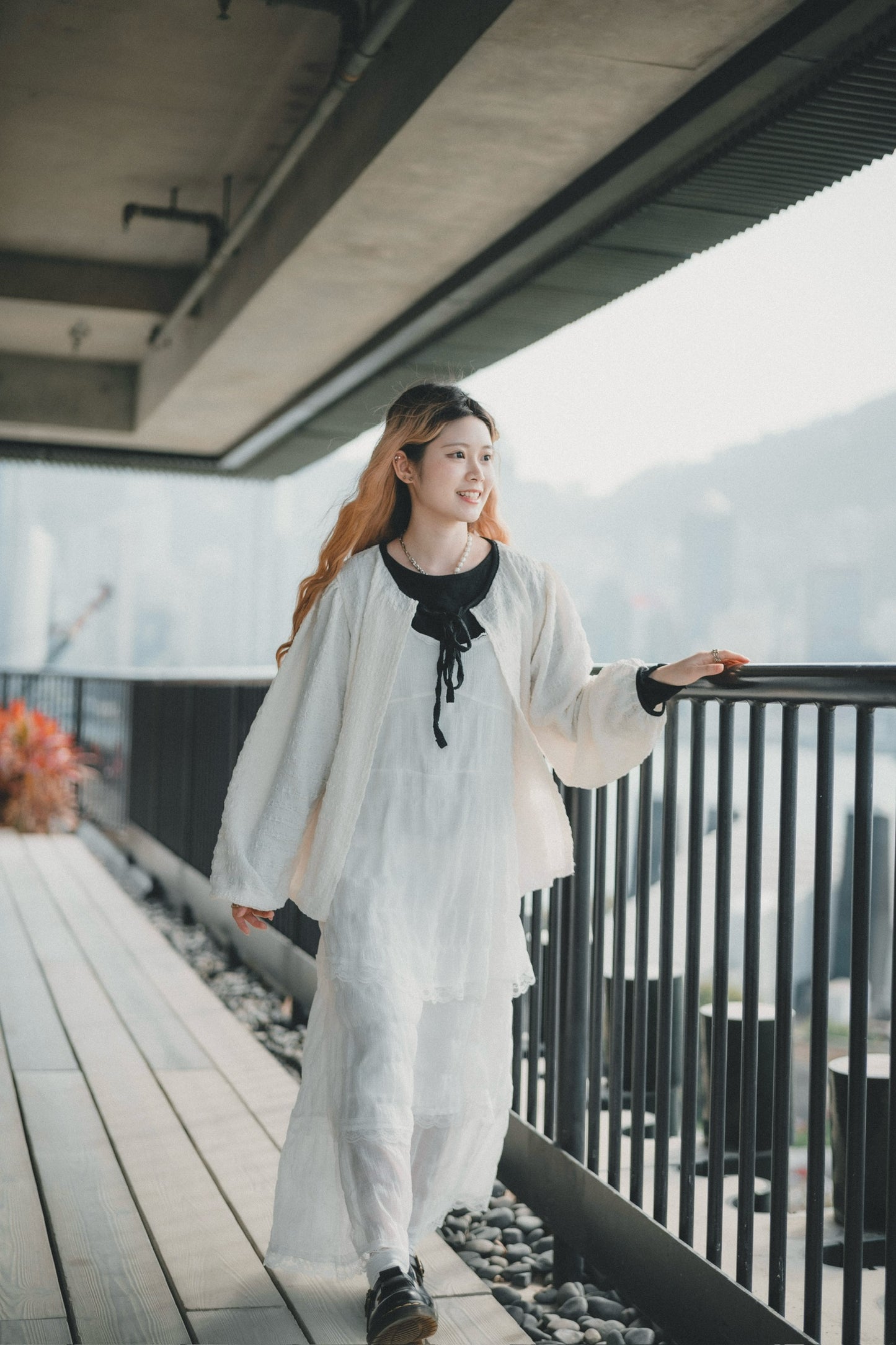 泡泡質蝴蝶結綁帶外搭｜2色入