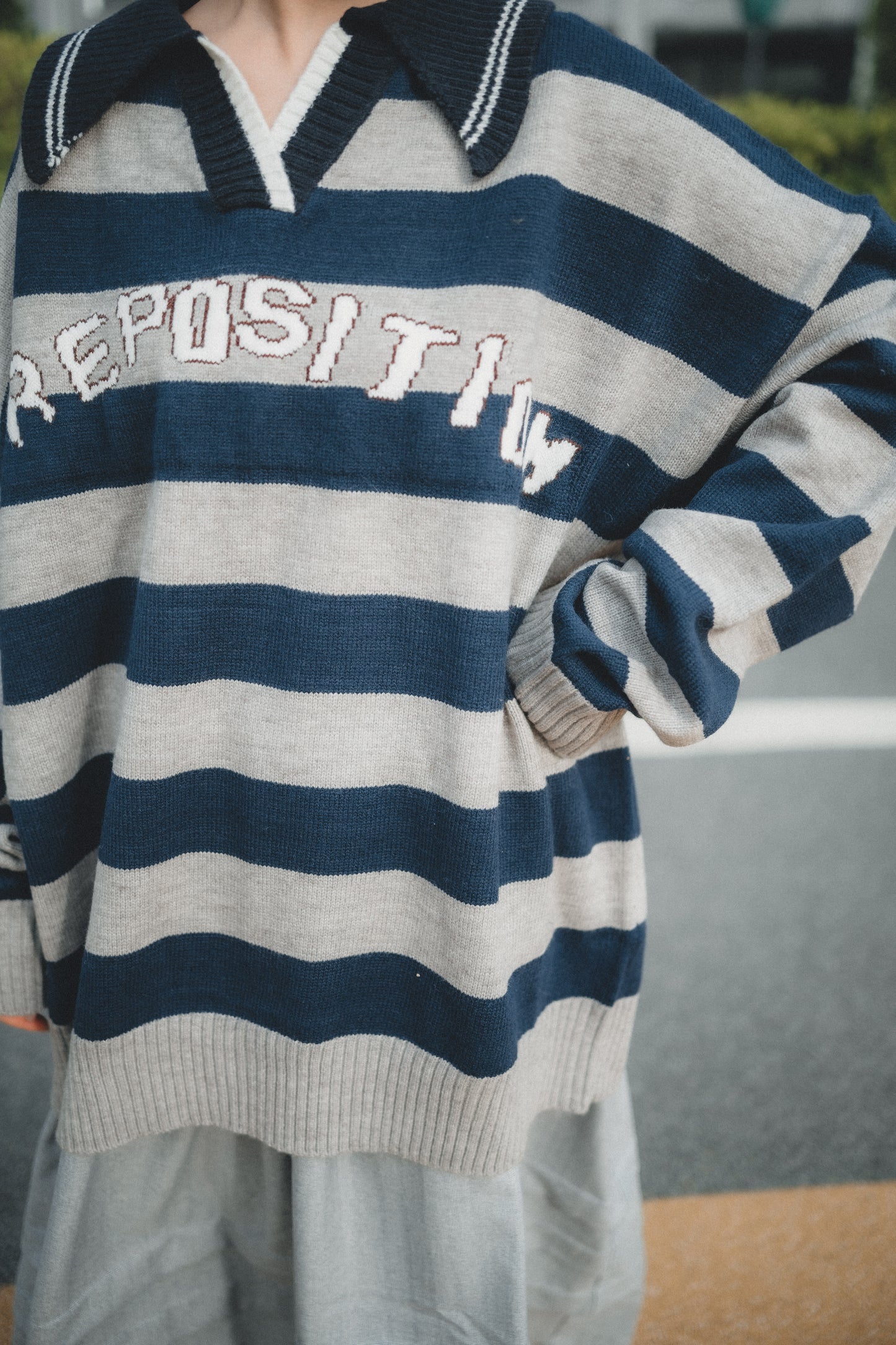 復古棒球風REPOSITION拼色針織上衣｜3色入