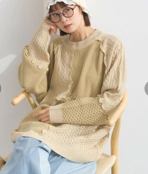拼色縫接針織knit top｜4色入