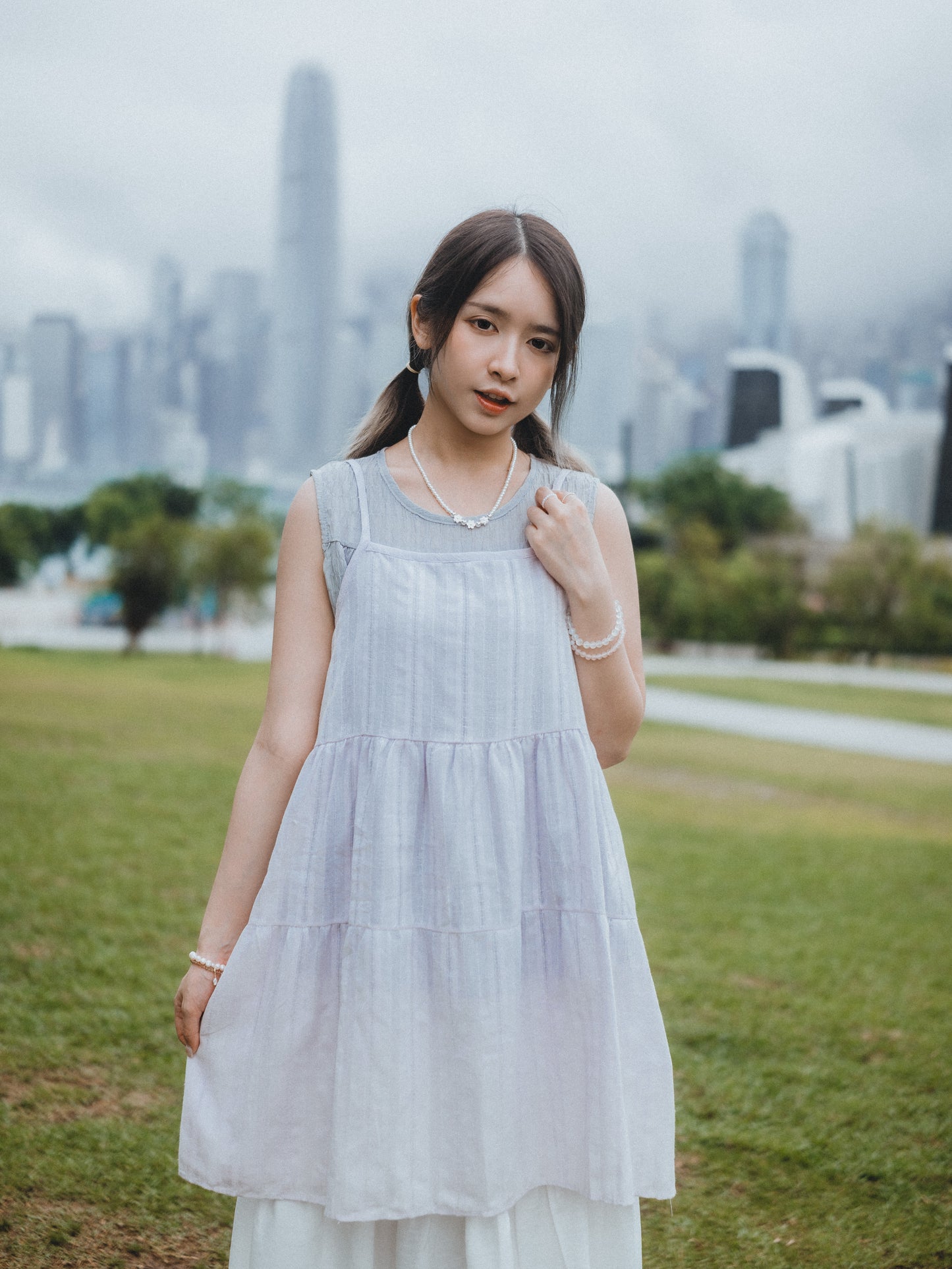 百搭疊穿暗花吊帶背心裙｜3色入