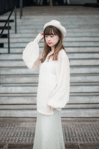 JP紋理感立體綫條雪紡泡泡感上衣｜3色入