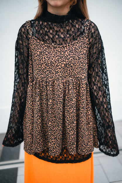 豹紋pattern吊帶layer｜3色入