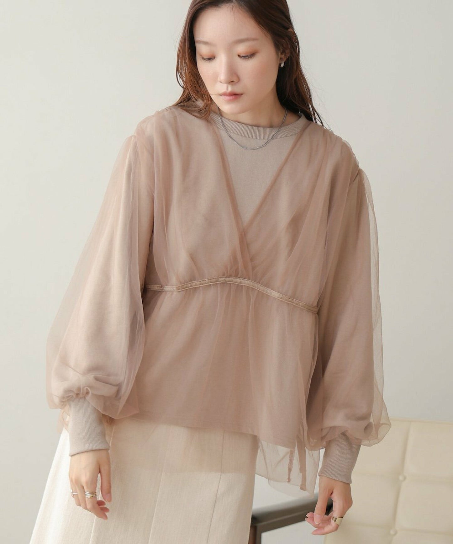 熱賣！疊層薄紗長袖TOP｜3色入