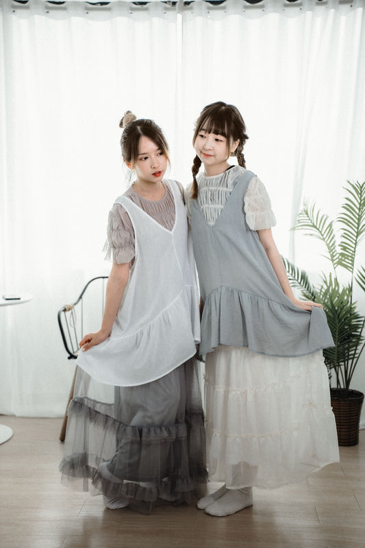 日系V領荷葉魚尾邊疊穿Layer｜2色入