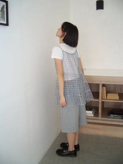 小格子半透娃娃layer OPS｜2色入