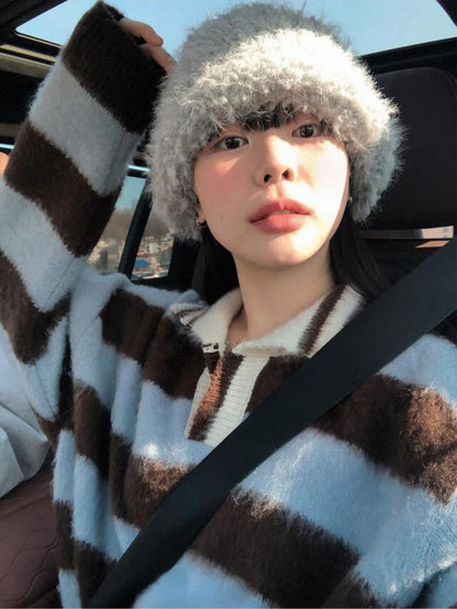 滑滑Fluffy • Stripe Collar Knit | 4色入