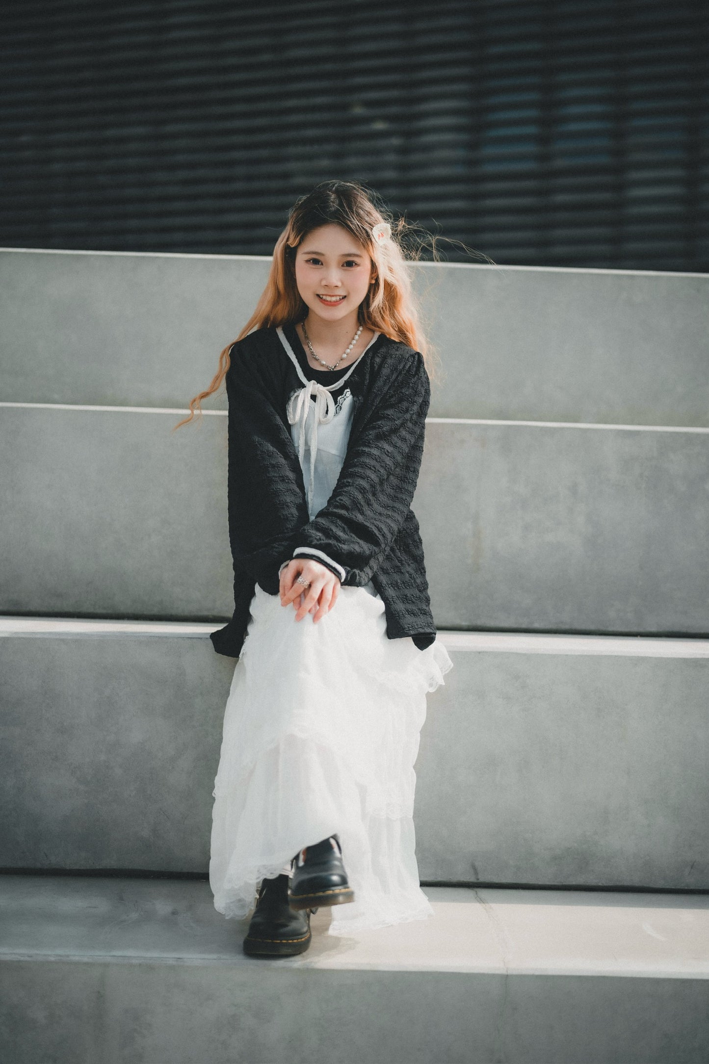 泡泡質蝴蝶結綁帶外搭｜2色入