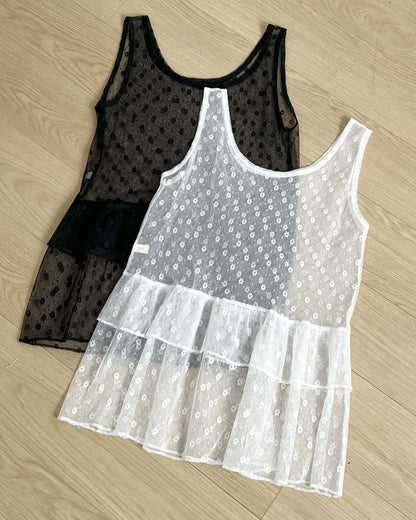 小花花 ✿ 雙層荷葉透透背心layer｜2色入