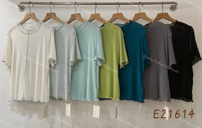 [最後現貨❕] 夏日☀️透膚明線撞色RUFFLE TOP｜7色入