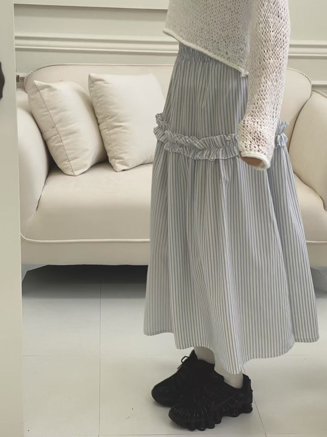 恤衫feel▫️小ruffle條子sk｜2色入