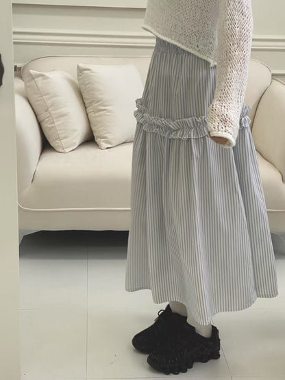 恤衫feel▫️小ruffle條子sk｜2色入