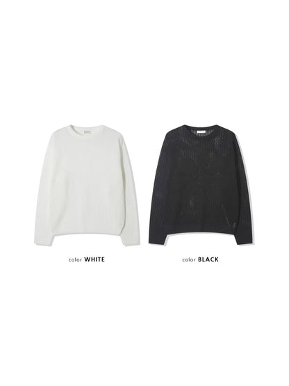 網眼花花圖案針織上衣｜2色入