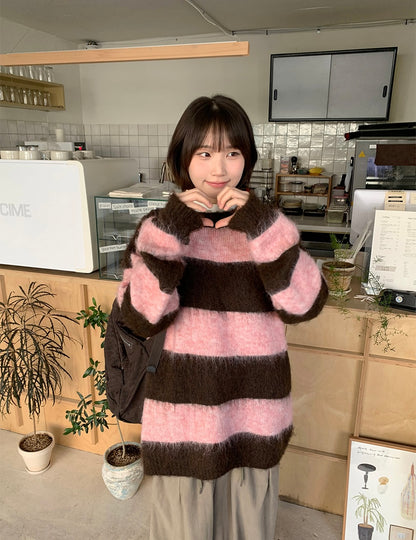 50%羊毛🐏 拼色間條圓領上衣｜4色入