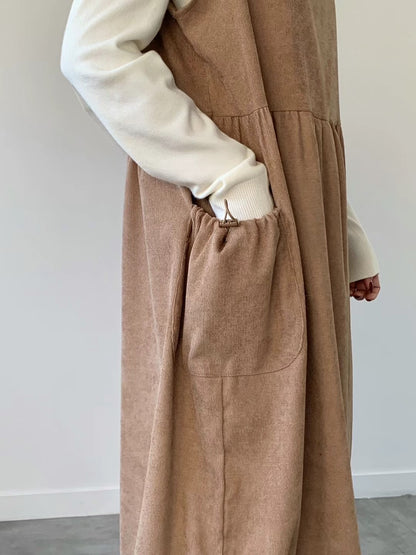 幼燈芯絨索繩背心外搭裙｜3色入