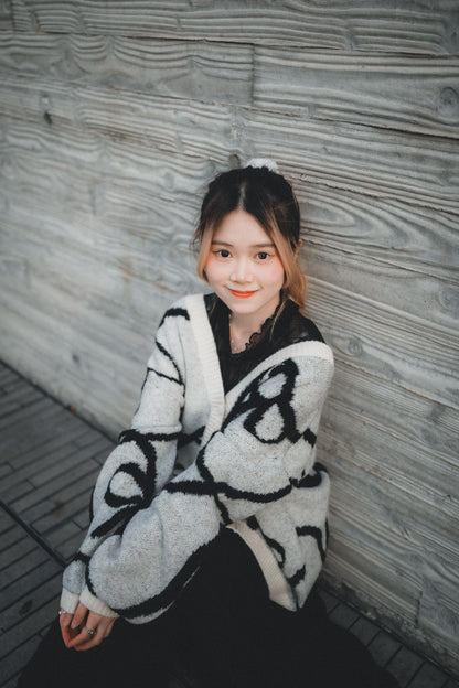 超靚必入😭❣️線描蝴蝶結針織外套｜3色入