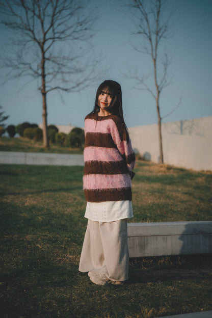 50%羊毛🐏 拼色間條圓領上衣｜4色入