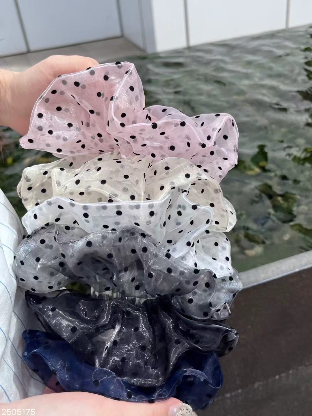 歐根紗波點 · 大腸髮圈｜5色入