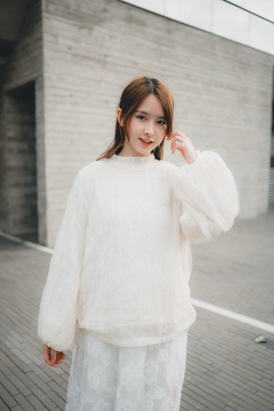 溫柔氣質雪紗ruffle上衣｜1色入