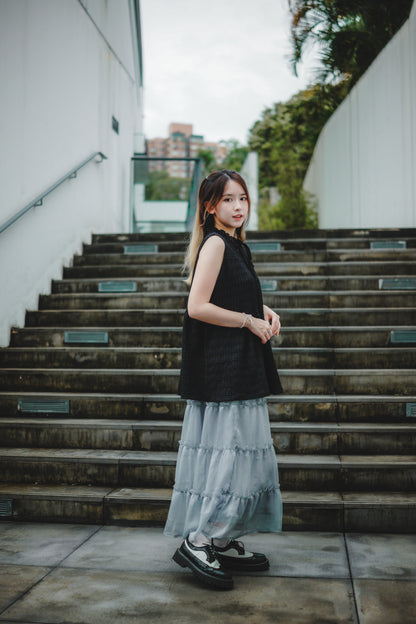 甜美蝴蝶綁帶小花邊背心｜3色入