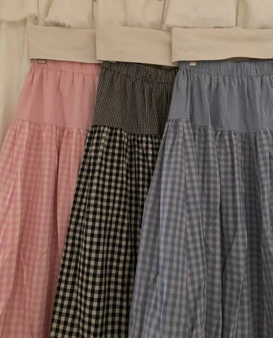 甜甜的🍧 雙重格子泡泡裙｜3色入