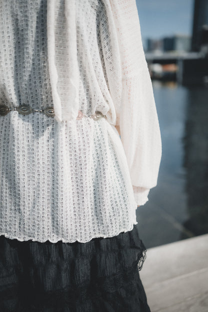 LOOSE FIT薄針織上衣 連圍巾set｜3色入