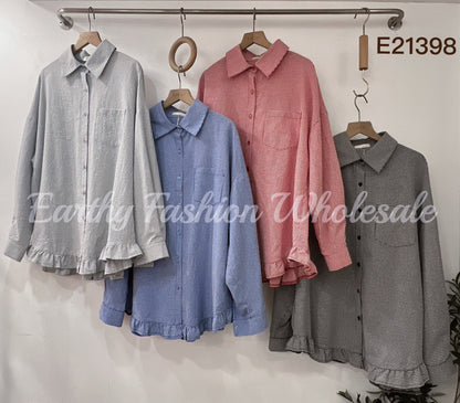 RUFFLE下襬➿小格子襯衫｜4色入