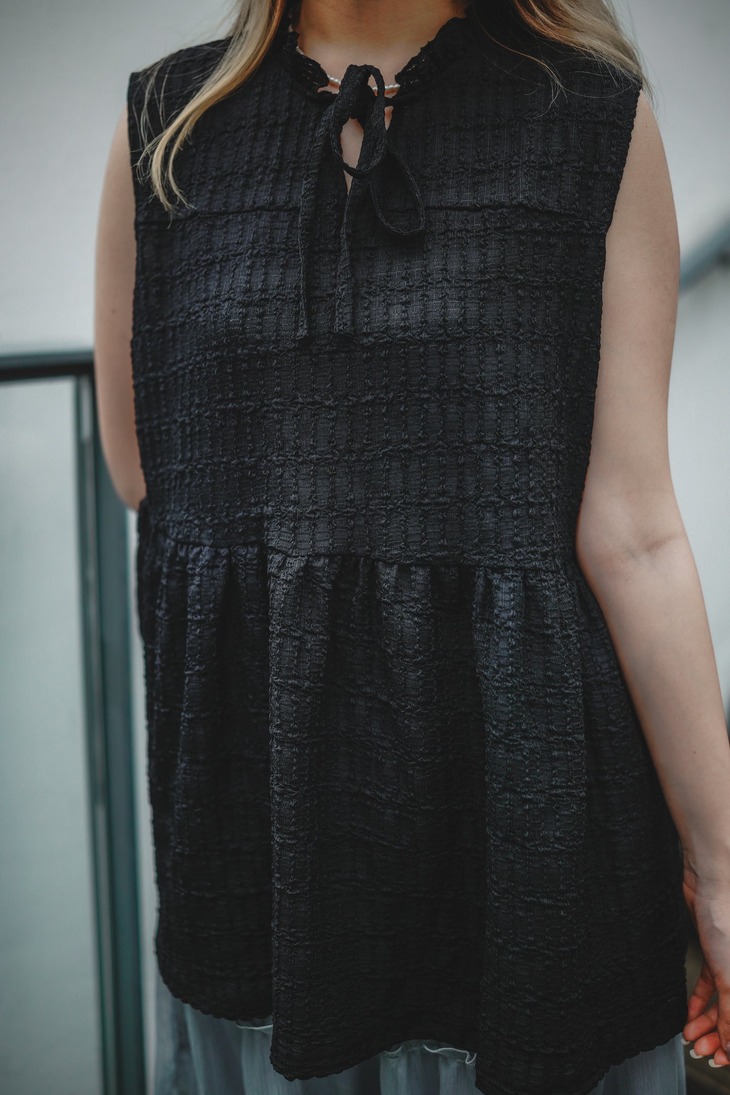 甜美蝴蝶綁帶小花邊背心｜3色入