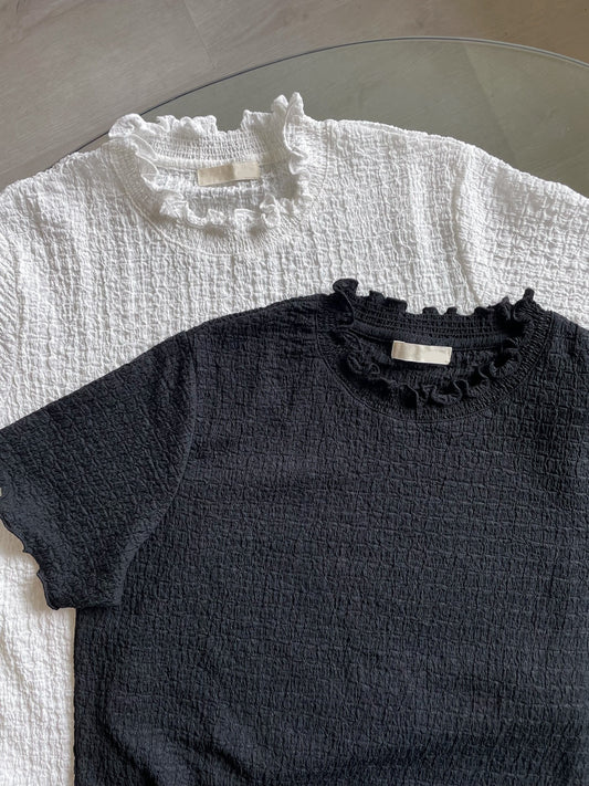易襯皺皺➿捲邊Tee｜2色入
