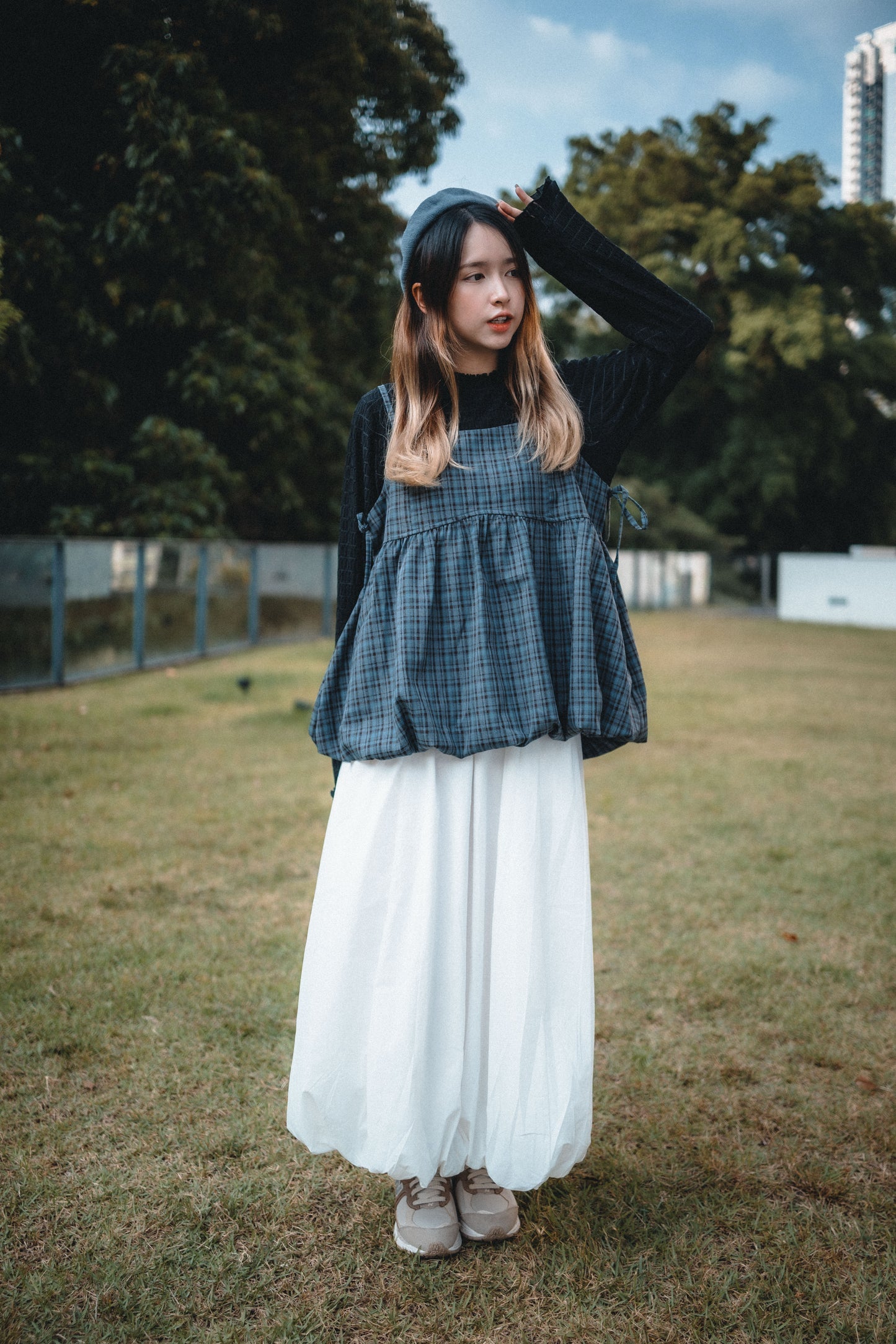 暗格紋Ruffle領內搭Top｜3色入