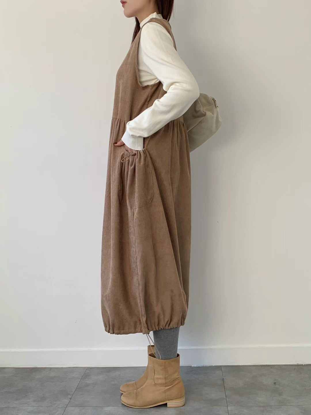 幼燈芯絨索繩背心外搭裙｜3色入