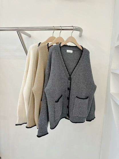 厚實拼邊長外套｜3色入