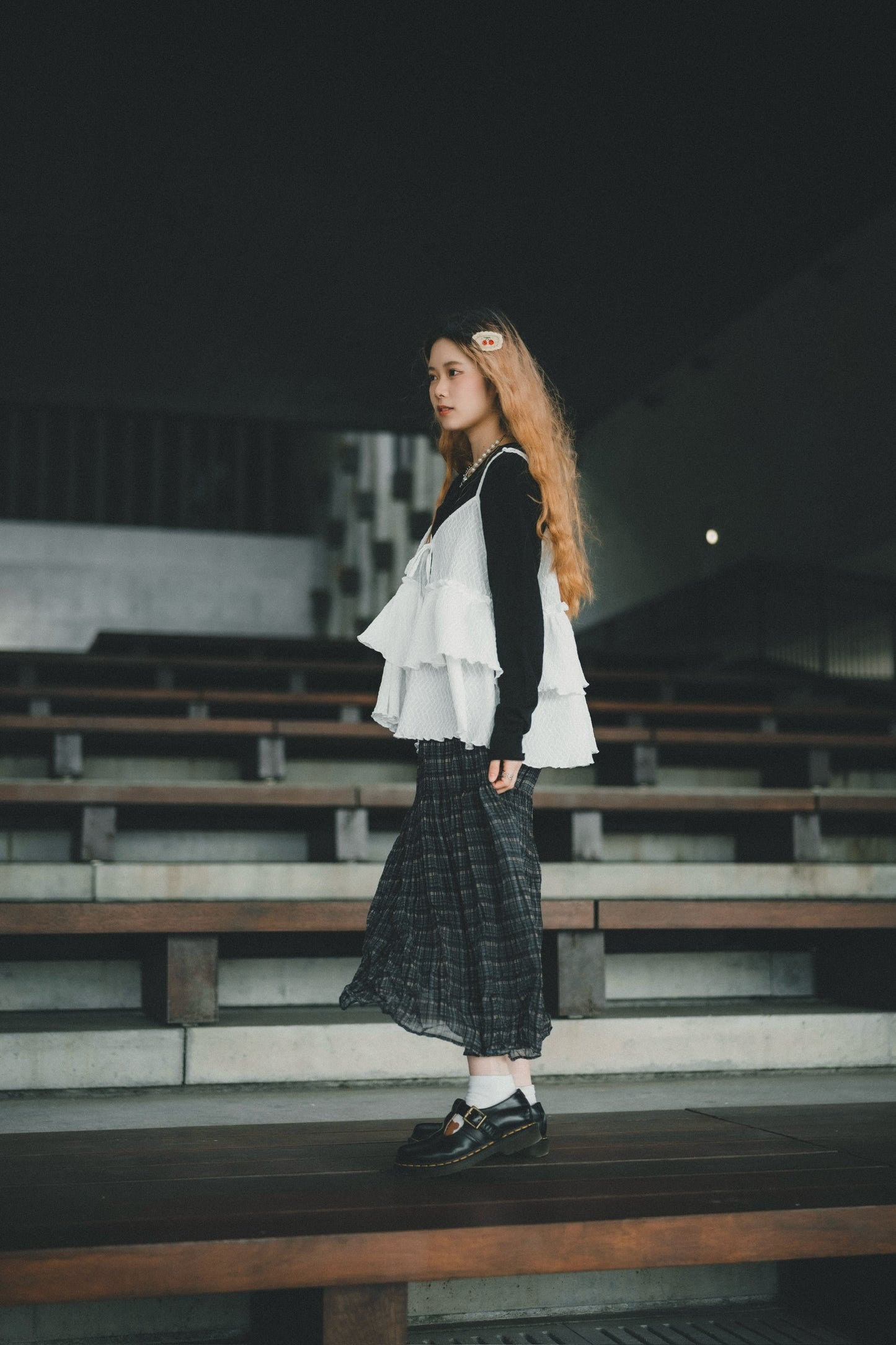 小菱格壓紋🔸荷葉吊帶layer｜3色入