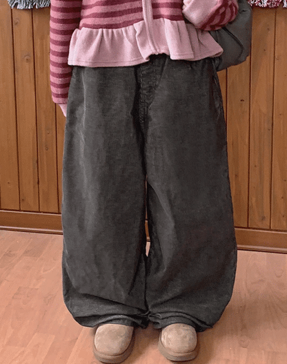 Teoki 不褪色燈芯絨闊腿褲｜3色入