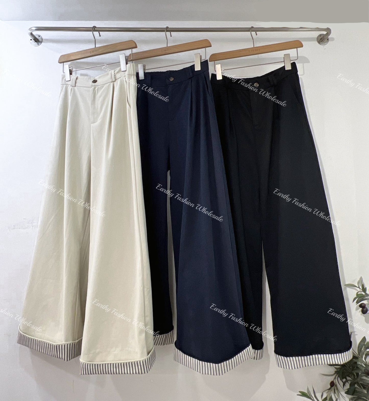 2WAY內直條布長褲｜3色入