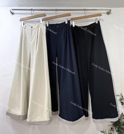 2WAY內直條布長褲｜3色入