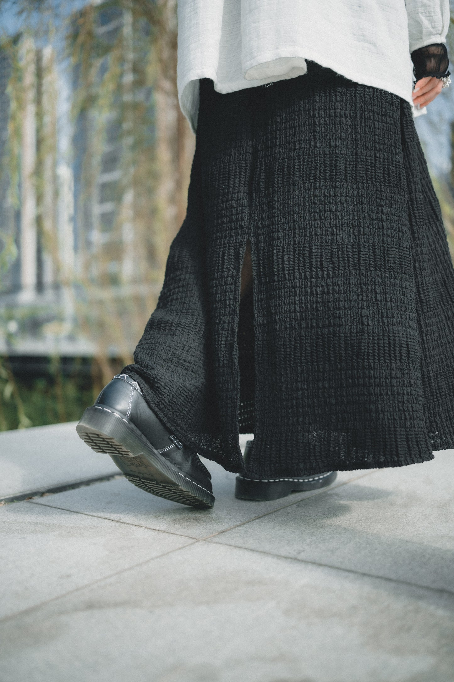 泡泡格格棉 • Waffle後開岔傘裙｜3色入