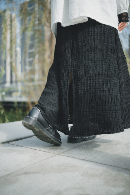 泡泡格格棉 • Waffle後開岔傘裙｜3色入