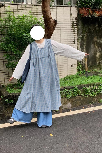 藍色系🌊 格子紋背心OPS｜2色入