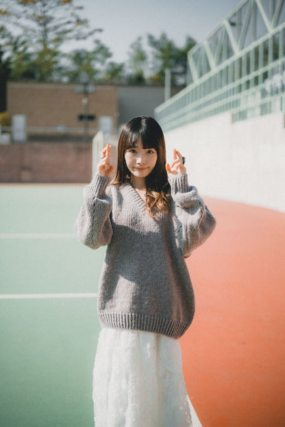 節日感！混色V領針織上衣｜7色入